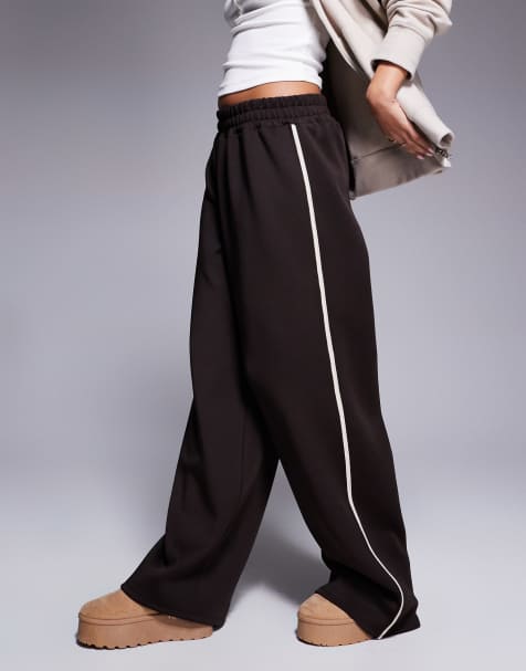 ASOS DESIGN - Chokoladebrune bukser med vide ben i scuba-stof - view 1
