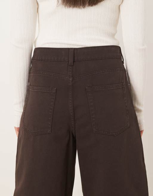 ASOS DESIGN - Chokoladebrune højtaljede jeans med tøndeformede ben, 5 af 5