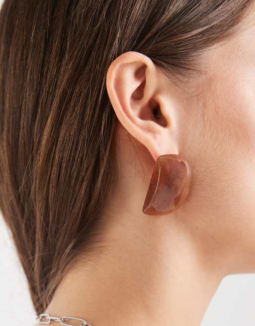 ASOS DESIGN - Chokoladebrune ørestikkere med aflangt design, 3 af 3