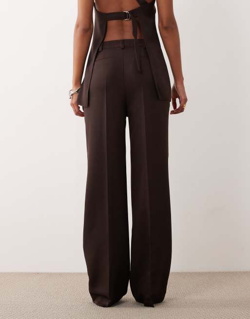 ASOS DESIGN - Chokoladebrune skræddersyede bukser med lige ben - Del af sæt , 4 af 4