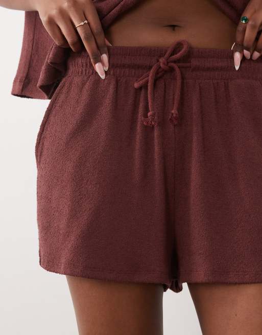 ASOS DESIGN - Chokoladebrune strikkede løbeshorts med tekstur - Del af sæt, 4 af 5