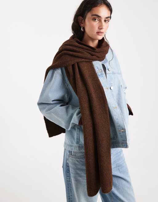 ASOS DESIGN - Chokoladebrunt halstørklæde i vamset strik i uldblandingsmateriale