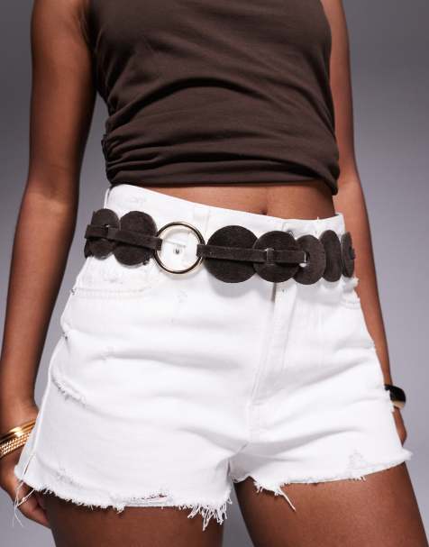 ASOS DESIGN - Chokoladebrunt hofte- og taljebælte i ruskind med cirkelformet design - view 1