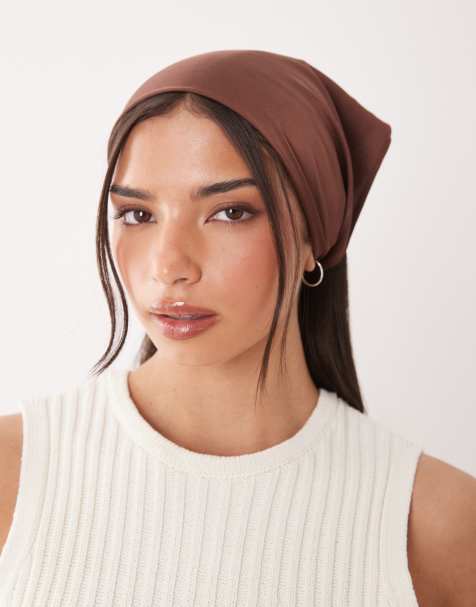 ASOS DESIGN - Chokoladebrunt lille hovedtørklæde - view 1