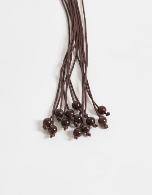 ASOS DESIGN - Chokoladebrunt macramé-snorsbælte med perledetaljer, 3 af 4