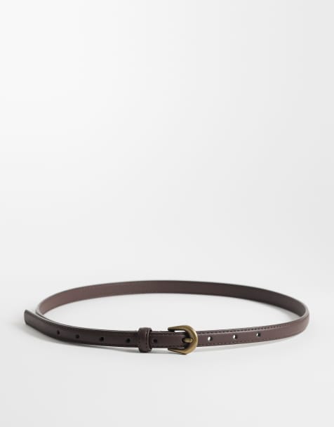 ASOS DESIGN - Chokoladebrunt smalt hofte- og taljebælte til jeans med guldfarvet spænde - view 1