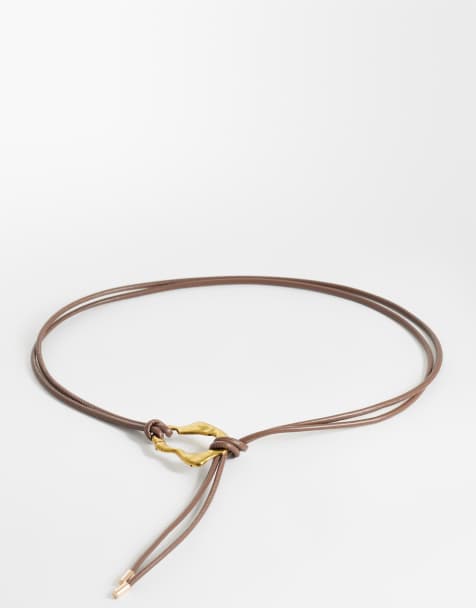 ASOS DESIGN - Chokoladebrunt talje- og hoftebælte med løkkedesign og spænde med udhamret design - view 1