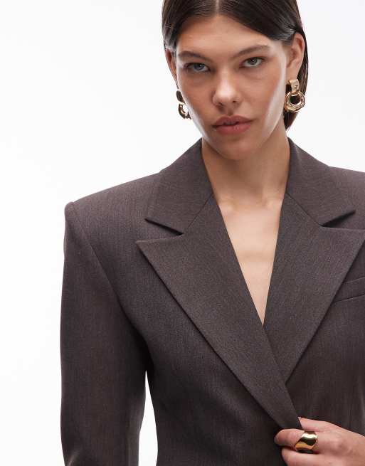 ASOS DESIGN - Chokoladefarvet blazer med indsyet talje og spids snit, 3 af 4