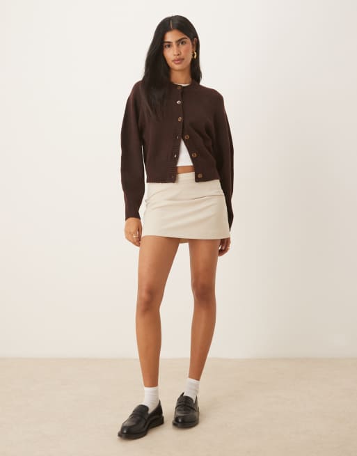 ASOS DESIGN - Chokoladefarvet cardigan med rund hals og raglanærmer, 2 af 4