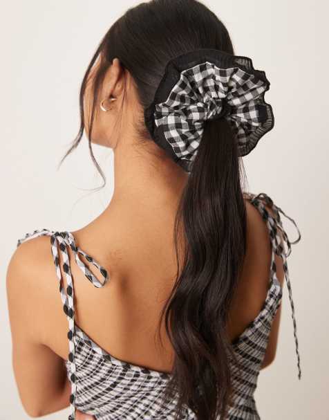 ASOS DESIGN - Chouchou à carreaux vichy et bordures contrastantes volantées - view 1