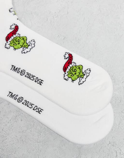 ASOS DESIGN Christmas 2 pack of socks with The Grinch graphic in white, 3 of 3