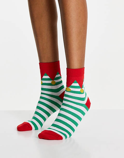 ASOS DESIGN Christmas ankle elf socks in multi