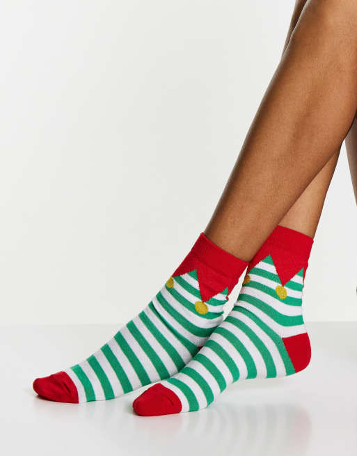 ASOS DESIGN Christmas ankle elf socks in multi, 4 of 4