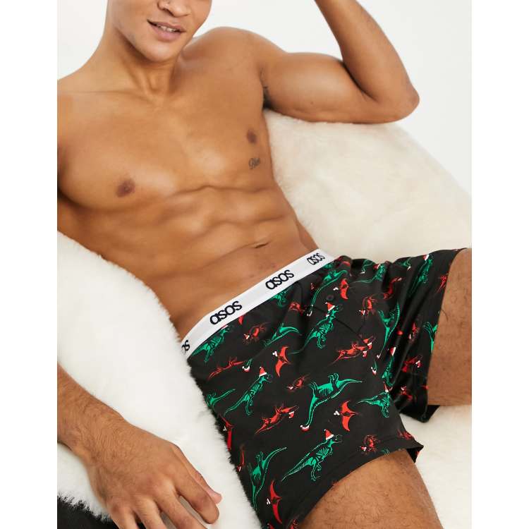 bezig niet voldoende Aftrekken ASOS DESIGN Christmas boxers with dinosaur print | ASOS