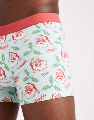 Asos Design Christmas Boxers With Retro Santa Graphic In Multi