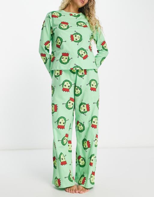 Loungeable winter penguin pajama set in blue