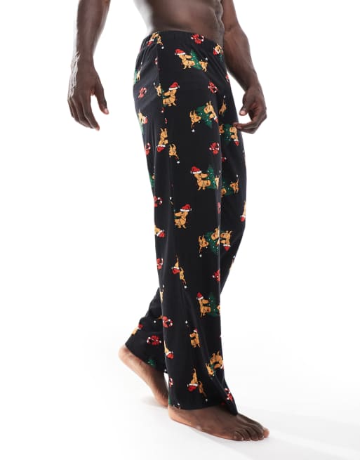 ASOS DESIGN christmas dachshund lounge pants in black, 2 of 4