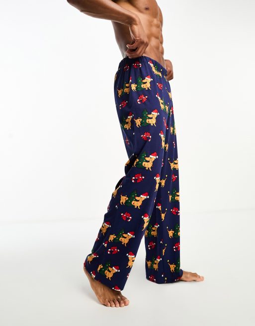 ASOS DESIGN christmas dachshund lounge pants in navy ASOS