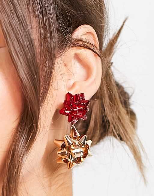 Christmas bow store earrings