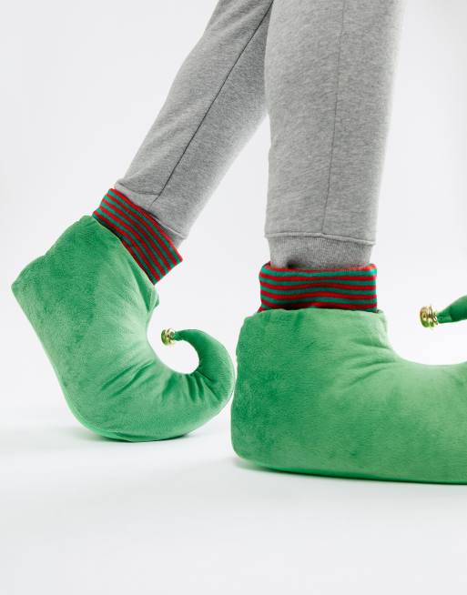 DESIGN christmas elf slippers green with | ASOS