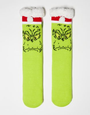 ASOS DESIGN christmas grinch slipper socks in green | ASOS
