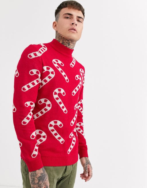 ASOS DESIGN christmas short trunks with candy cane print