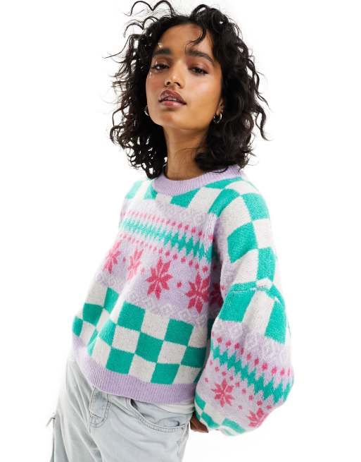 Snowflake christmas hot sale jumper womens