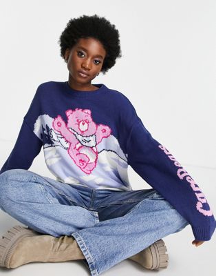 ASOS DESIGN Christmas jumper with Care Bear