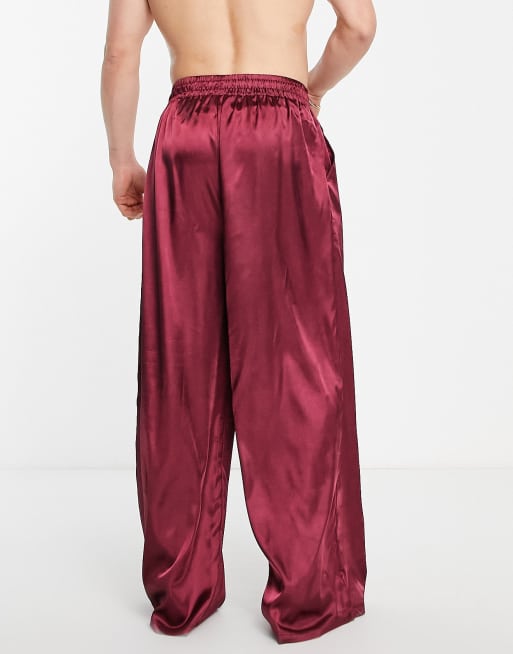 Red sales satin joggers