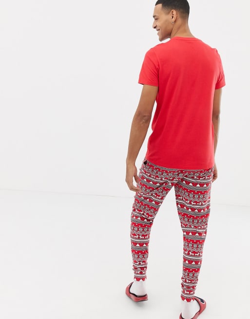 ASOS DESIGNMr & Mrs christmas meet me under the mistletoe boxy tee and  legging pyjama set