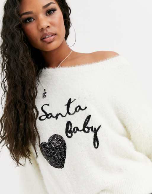 Off the shoulder outlet santa sweater