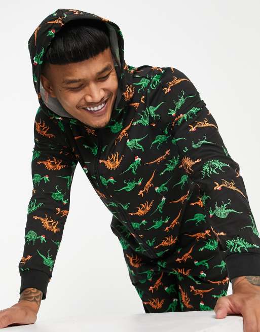 ASOS DESIGN christmas onesie in dinosaur print ASOS