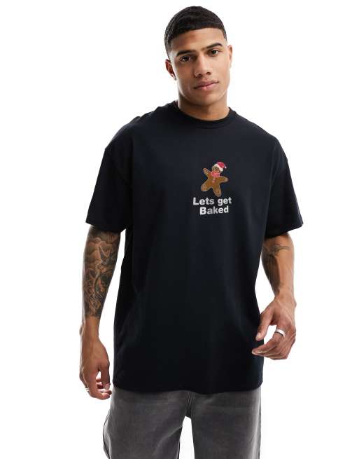 ASOS DESIGN Christmas oversized t-shirt with gingerbread print