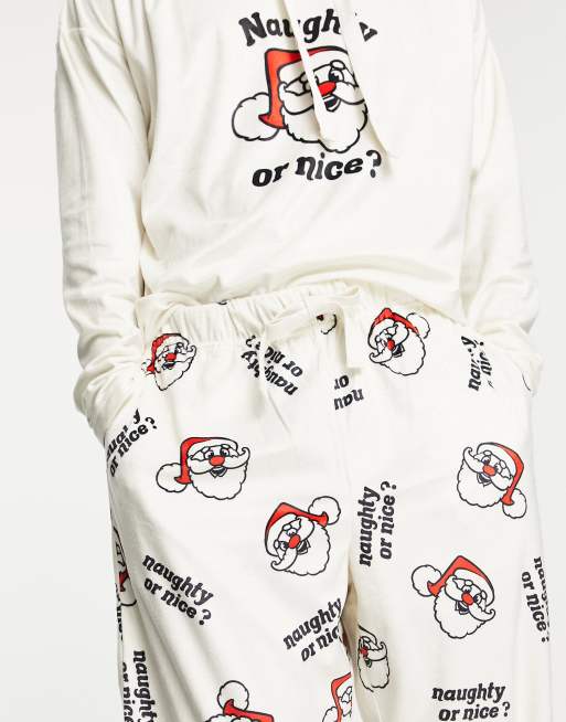 ASOS DESIGN christmas pajama set in fleece with naughty santa