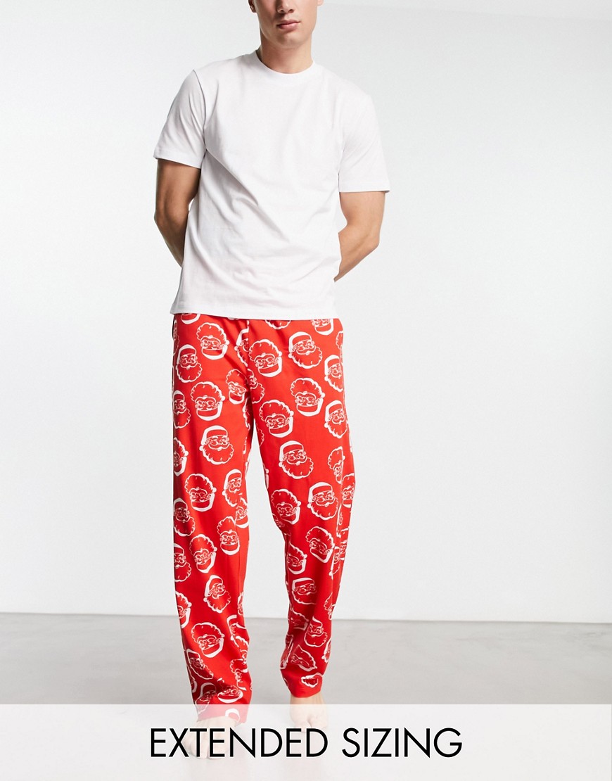 ASOS DESIGN Christmas pajama set in red and white with santa print-Multi
