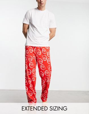ASOS DESIGN Christmas pyjama set in red and white with santa print - ASOS Price Checker