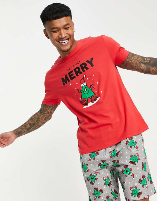 ASOS DESIGN christmas pyjama set with Mr Men print