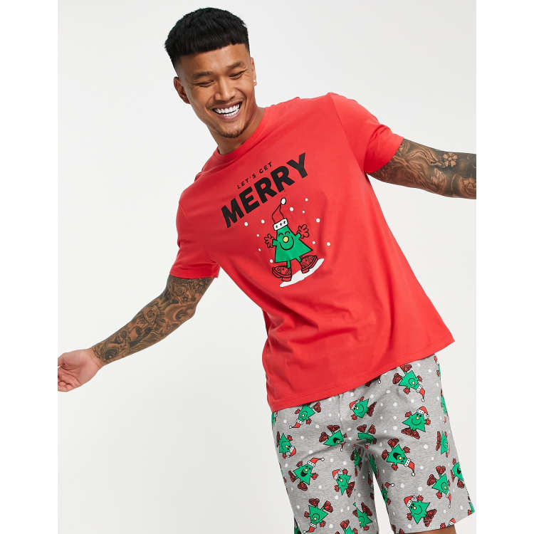 ASOS DESIGNMr & Mrs christmas meet me under the mistletoe boxy tee and  legging pyjama set