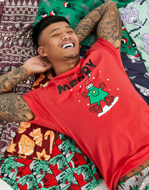 ASOS DESIGN Christmas pyjama set with MrMen print