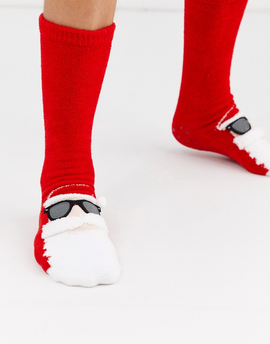ASOS DESIGN Christmas santa design slipper sock-Multi