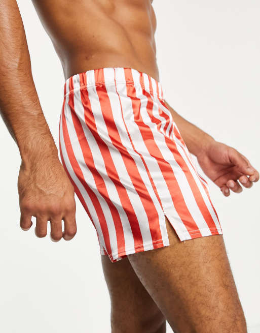 Fire Red Stripes Silk Boxers