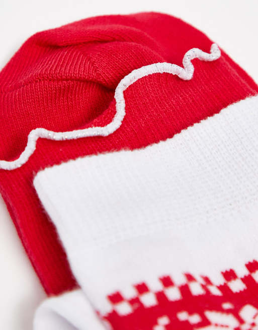 ASOS DESIGN – Christmas – Sneakersocken mit Rüschen und Fair-Isle-Strickmuster im 2er-Pack, 4 von 4