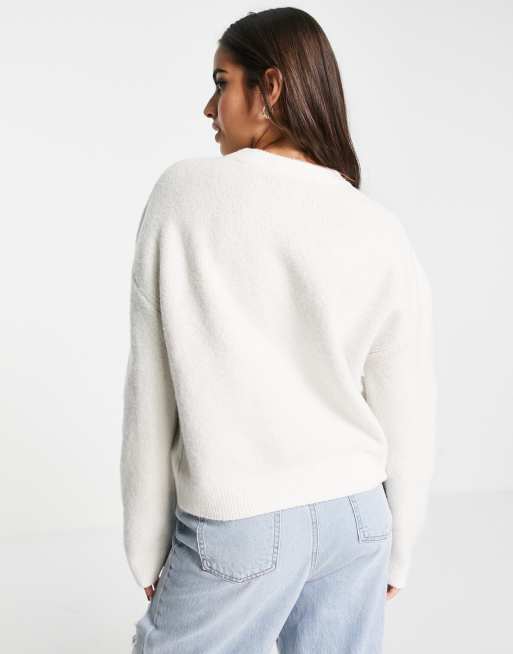 Asos Design Christmas Sweater With Embellished Xmas Logo Asos