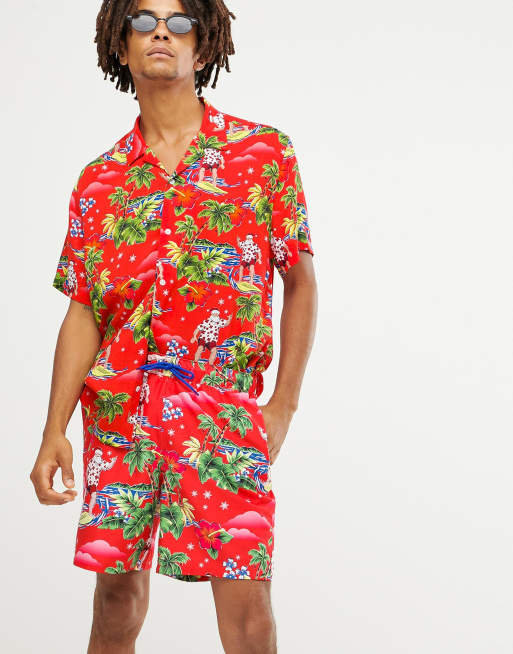 ASOS DESIGN christmas short trunks with candy cane print