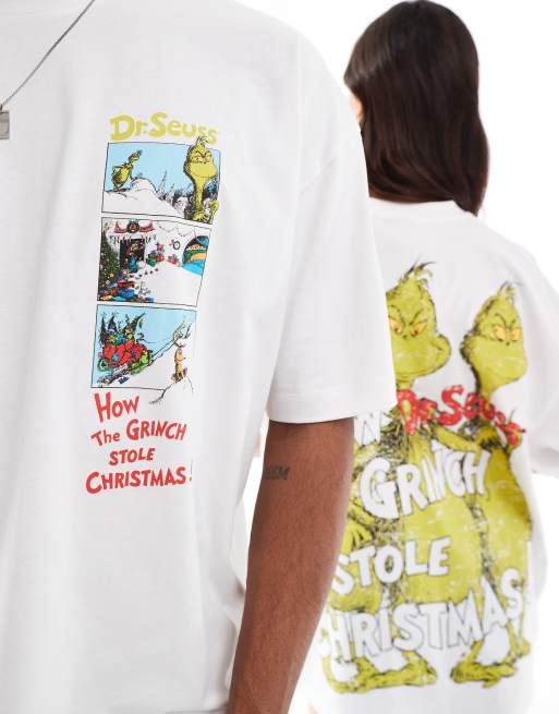 ASOS DESIGN Christmas unisex oversized t-shirt with The Grinch prints in white, 3 of 4