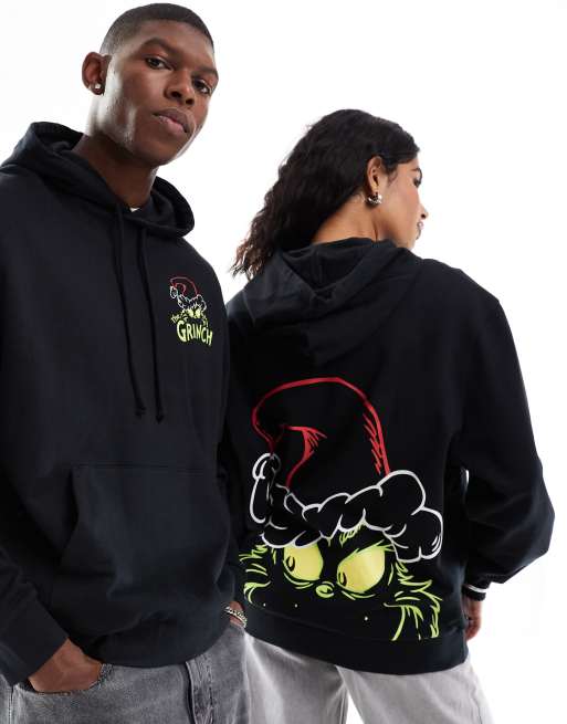 ASOS DESIGN – Christmas – Weihnachtlicher Unisex-Pullover in Schwarz mit festlichem „The Grinch“-Prints und Oversize-Schnitt, 2 von 4