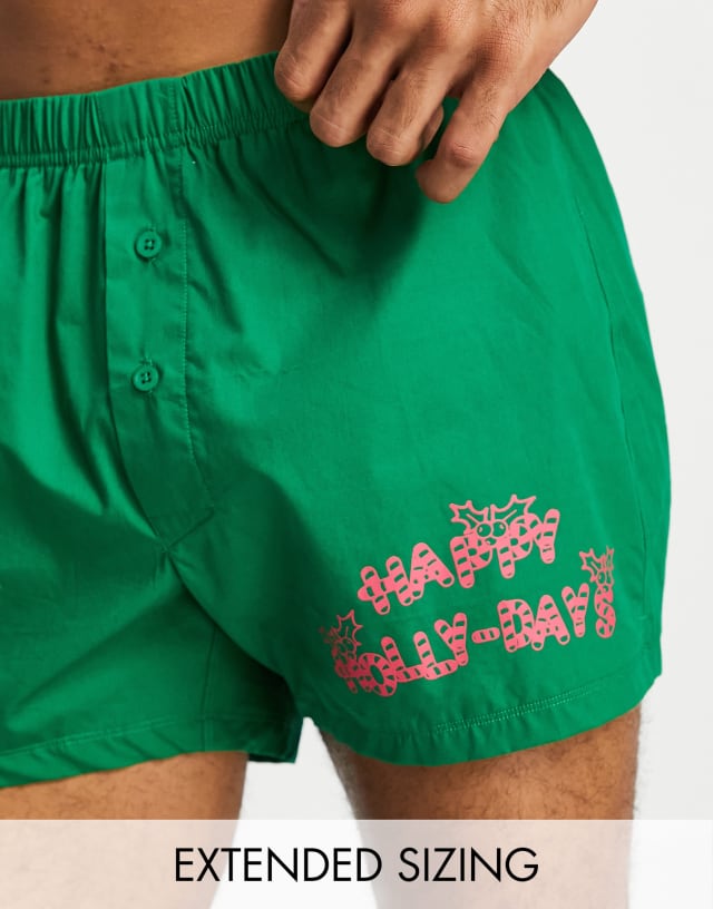 ASOS DESIGN christmas woven boxers with placement print