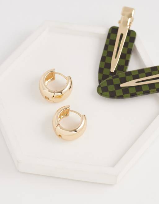 ASOS DESIGN chubby hoop earrings in gold tone, 2 of 4