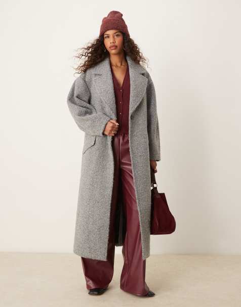 ASOS DESIGN chuck on cozy boucle coat in gray - view 1