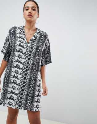 snake print shirt dress